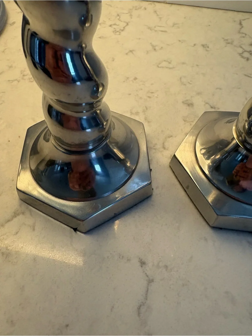 Aluminum Spiral Twist Candlestick Holders - for tapers or pillars Silver Pair